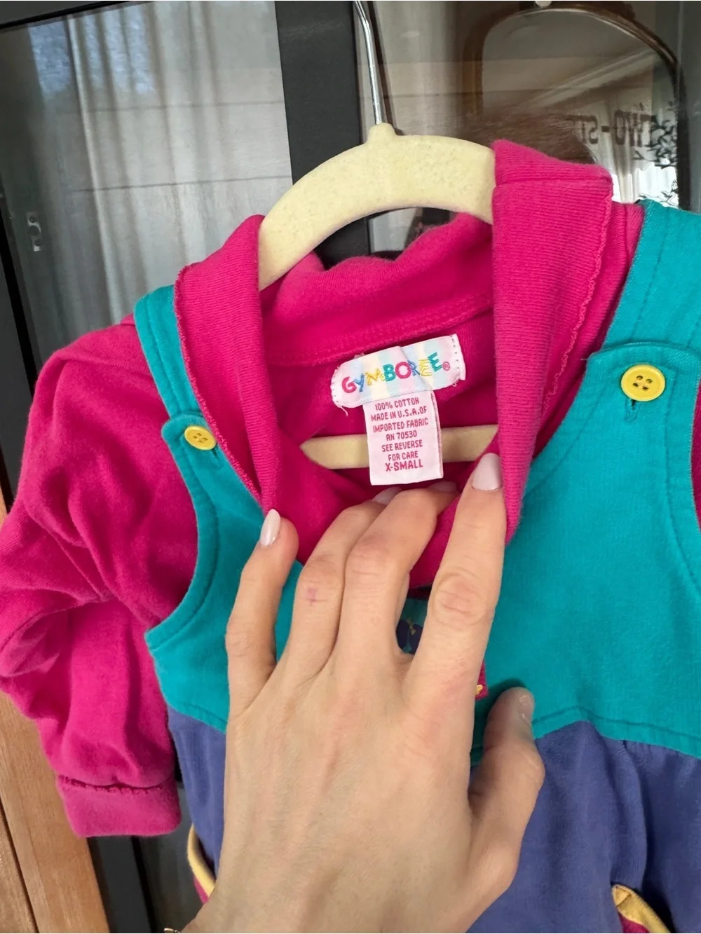 Vintage 90s Gymboree overalls set turtleneck sweater colorblock embroidered
